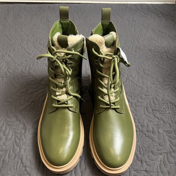 COACH Men's SZ 10.5D Citysole Quilted Lace-Up Green Leather  Boot NWOB Winter - Picture 1 of 16